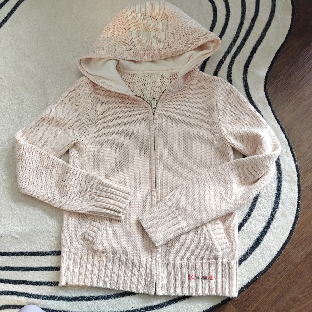 Ochirly Pink zip-up Knit Cardigan Sweater